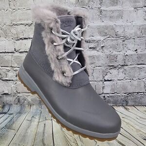 Sperry Maritime Repel Boots Women's 8 M Gray Side Zip Winter Rain STS84506 NWOT